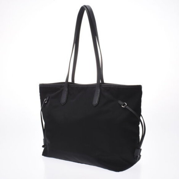 PRADA Black Nylon Leather Tote Bag - Picture 2 of 12